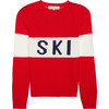 Women's Block 'SKI' Long Sleeve Sweater, Red/ White - Sweaters - 1 - thumbnail