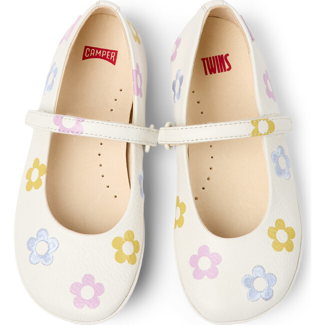 Girls Right Ballerinas Twins, White with flower motif - Flats - 3