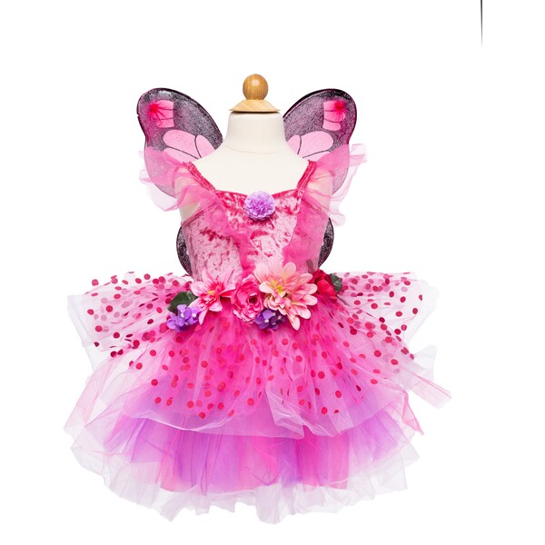 Fairy Blooms Deluxe Dress & Wings, Hot Pink/Lilac - Great Pretenders ...
