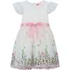 Garden Floral Ruffle Sleeve Party Dress, White And Pink - Dresses - 1 - thumbnail