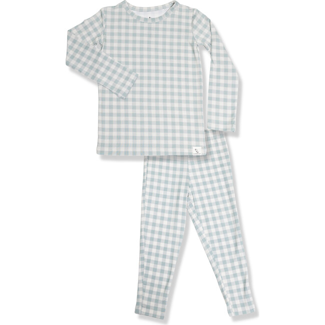 Super Soft Pajama Set, Mint Gingham - Pajamas - 1