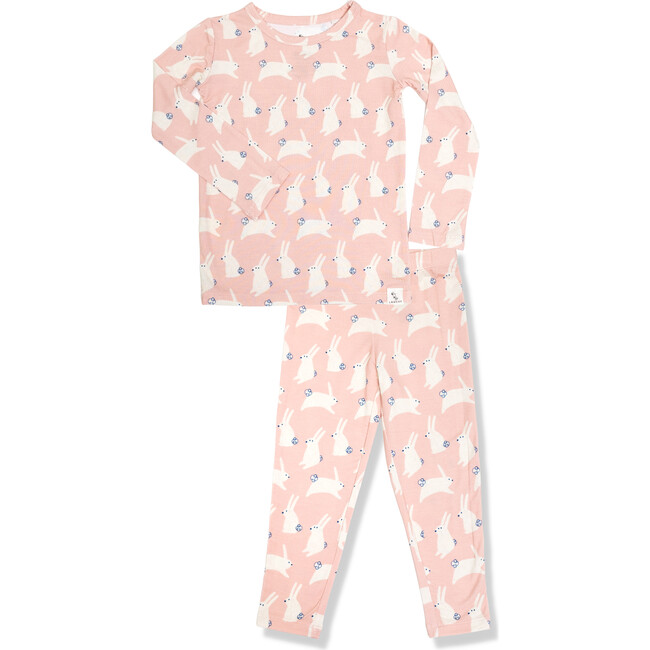 Bunny Super Soft Pajama Set, Pink - Pajamas - 1