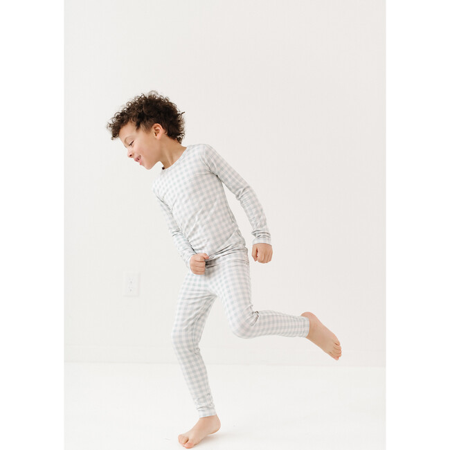 Super Soft Pajama Set, Mint Gingham - Pajamas - 4