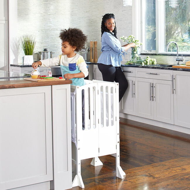 Contemporary Kitchen Helper Stool, White - Kids Seating - 8