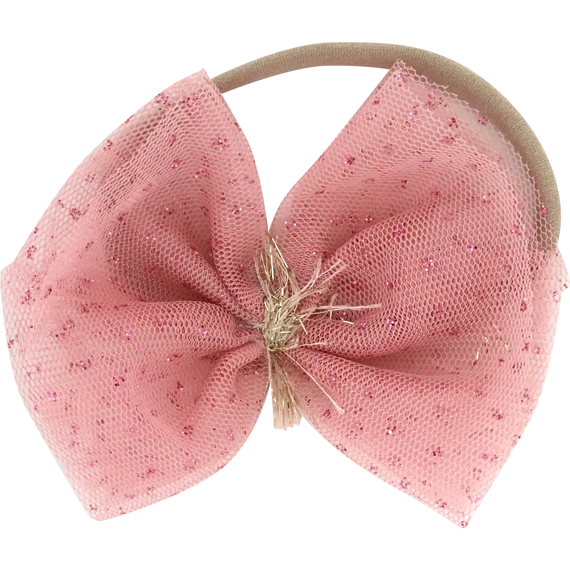 Glinda Bow Nylon Headband, Champagne And Blush - Hair Accessories - 1