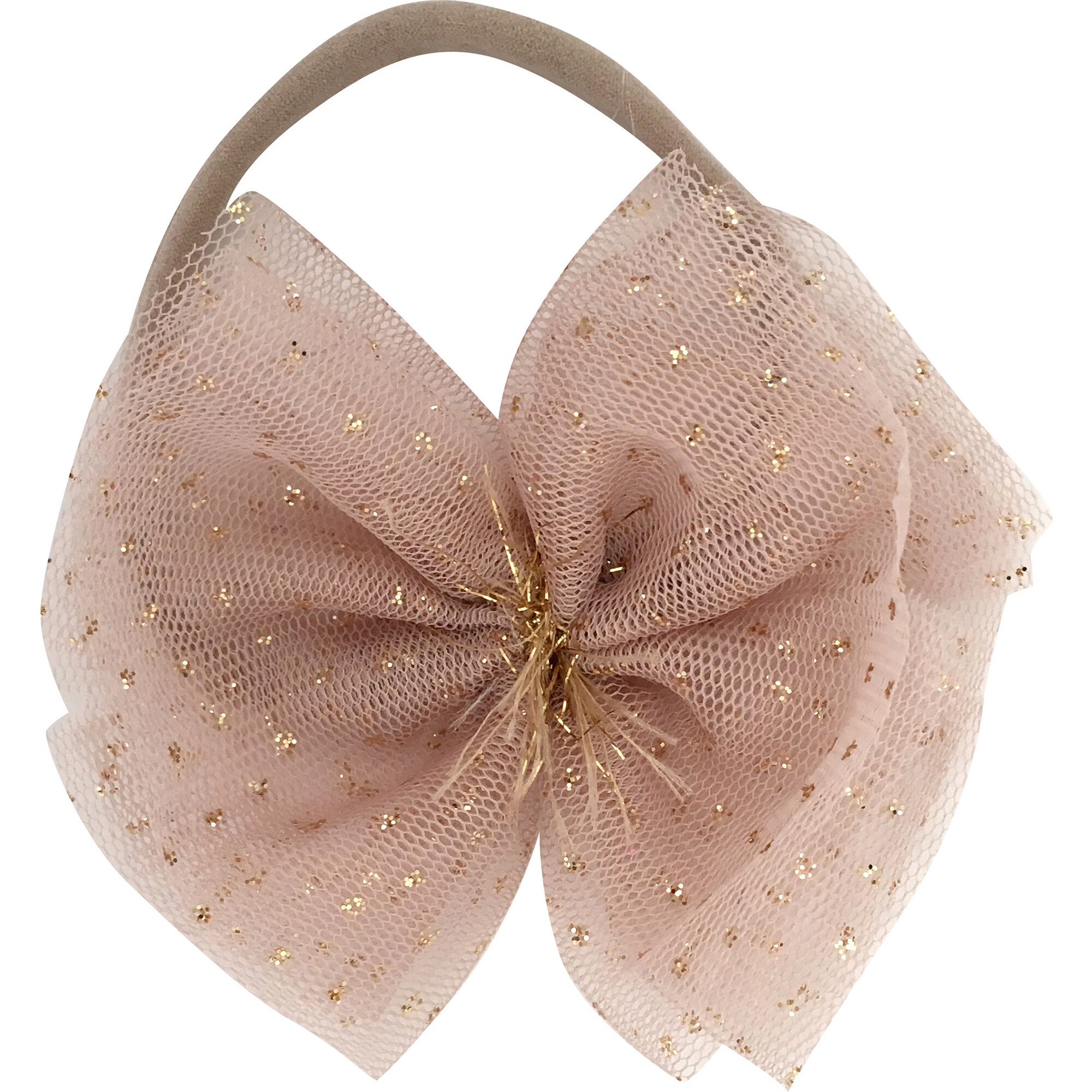 Glinda Bow Nylon Headband, Champagne And Gold - Hair Accessories - 1