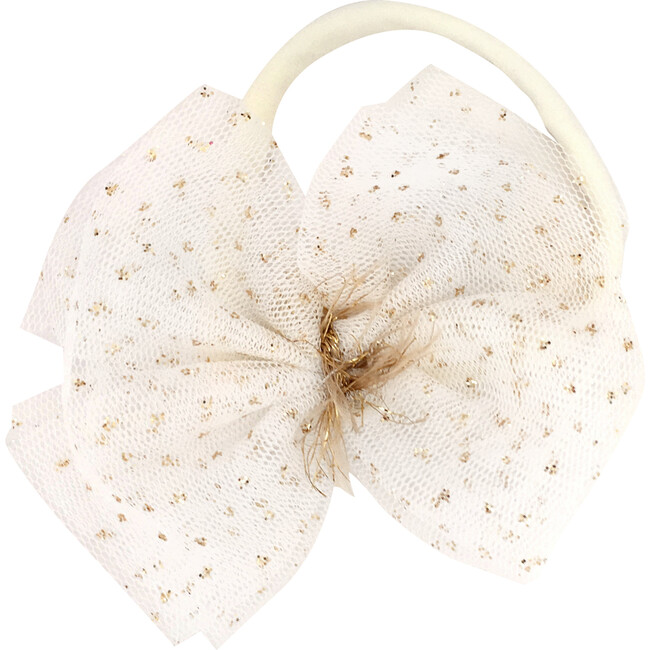 Glinda Bow Nylon Headband, Cream And Ivory