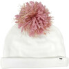 Eyelash Pom Hat, Cream And Blush Pink - Hats - 1 - thumbnail