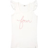 "Four" Embroidered Cotton Rib Full Sleeves Tank, Cream And Pink - Shirts - 1 - thumbnail