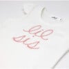 "lil sis" Embroidered Cotton Baby Rib Full Sleeve Tank, Cream And Pink - Shirts - 2