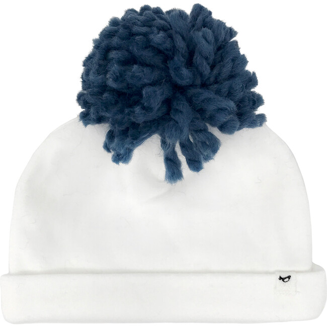Denim Yarn Pom Hat, Cream - Hats - 1