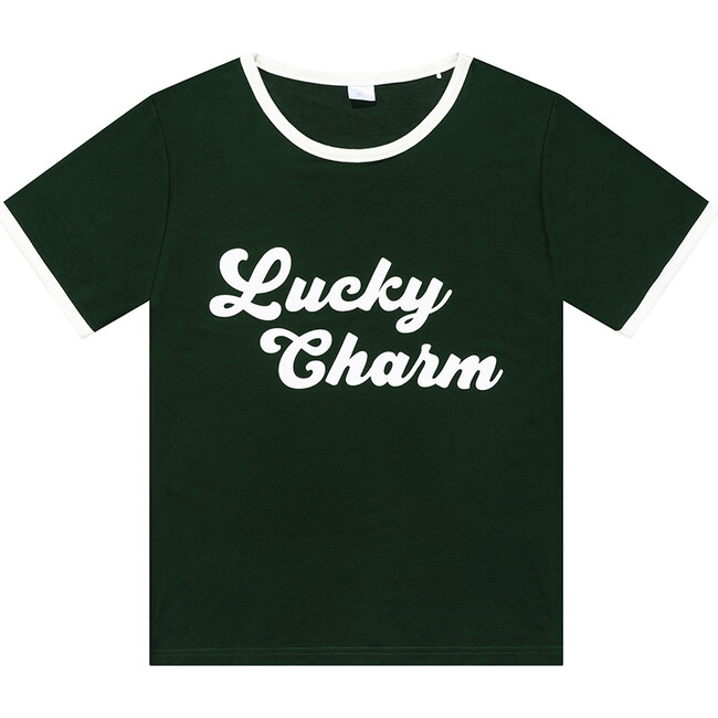 Lucky Charm St. Patricks Day Bamboo Terry Ringer T-Shirt, Green