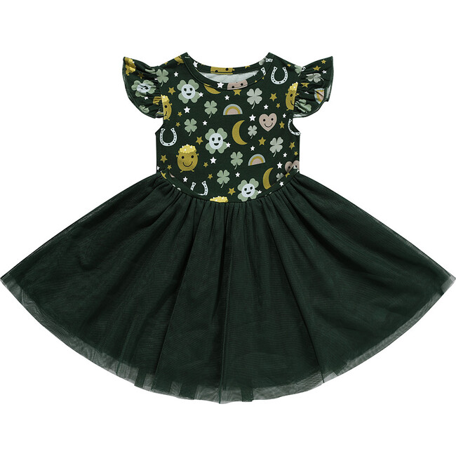 Lucky Charm St. Patricks Day Bamboo Tulle Twirl Dress, Green