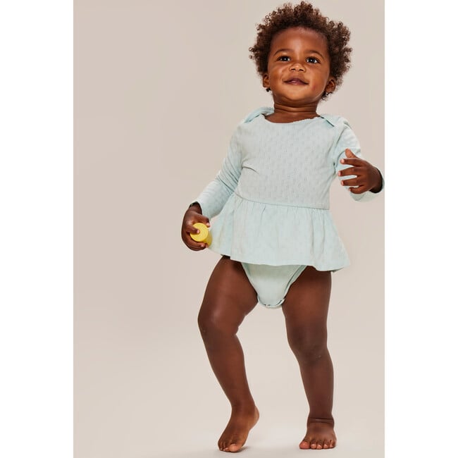 Claysburg Onesie With Ruffled Skirt, Sky Gray - Bodysuits - 2