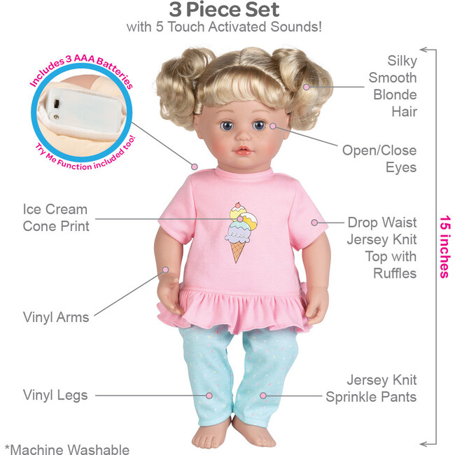 Cuddle & Coo Interactive Talking Doll Baby Sweet Dreams, Clothes & Accessories Set - Dolls - 3
