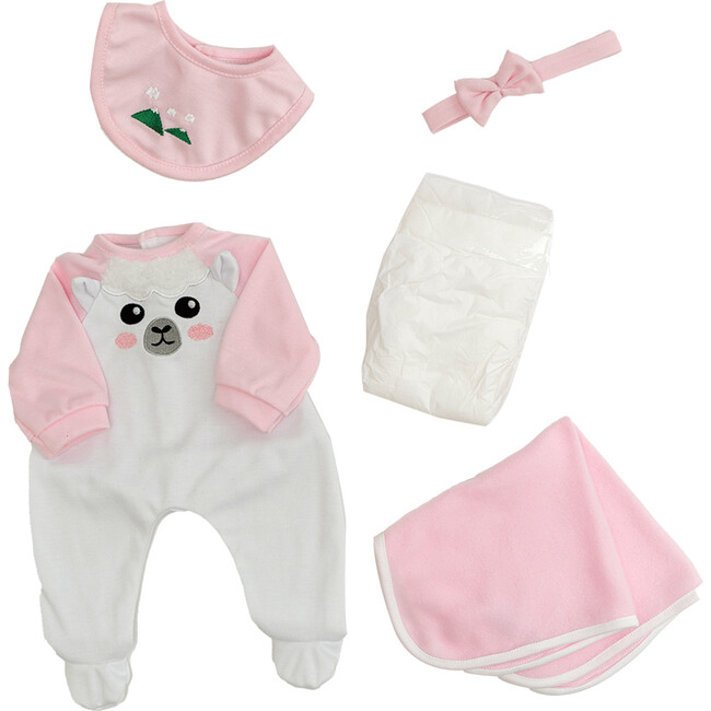 Adoption Nurturing Essentials for 16 inch Babies - 7 Piece Gift Set in Llama print - Dolls - 1