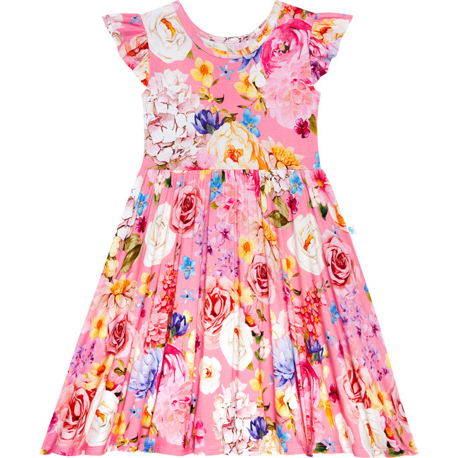 Chantria Ruffled Cap Sleeve Basic Twirl Dress, Bright Pink