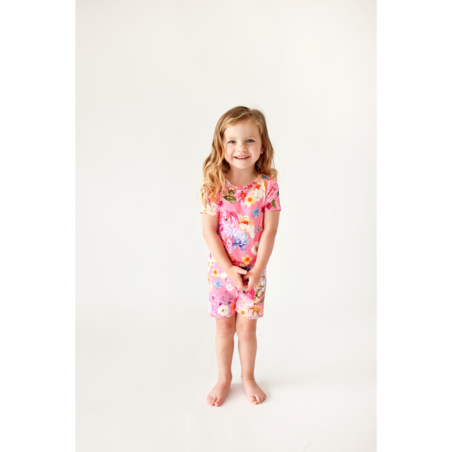 Chantria Basic Short Sleeve And Short Length Pajama, Bright Pink - Pajamas - 3