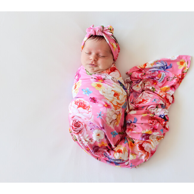 Chantria Swaddle And Headwrap Set, Bright Pink - Swaddles - 5