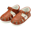 Henry Caged Leather Sandal, Cognac - Sandals - 1 - thumbnail