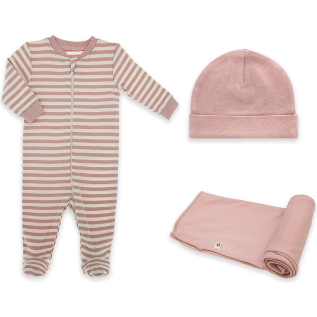 Baby Organic Sleeper Bundle, Misty Rose Stripes - Mixed Apparel Set - 1
