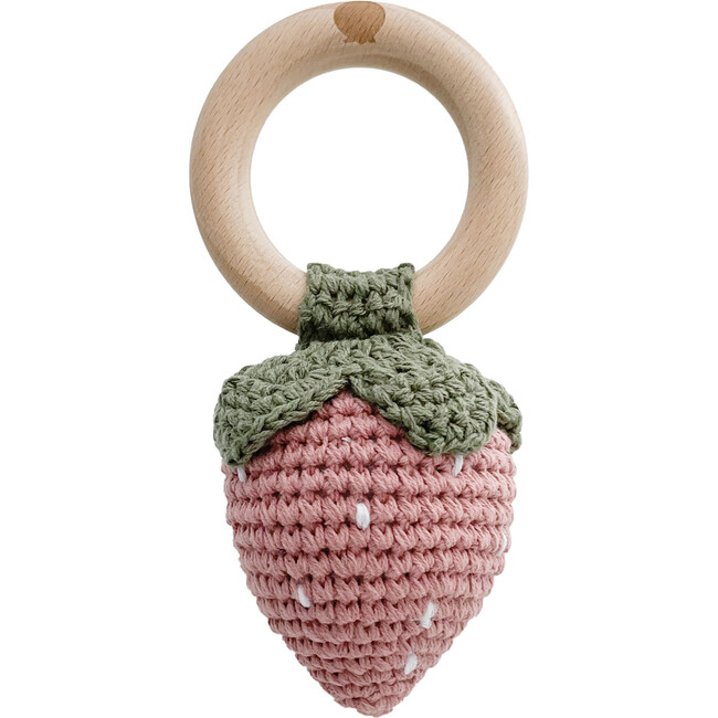 Cotton Crochet Rattle Strawberry, Pink