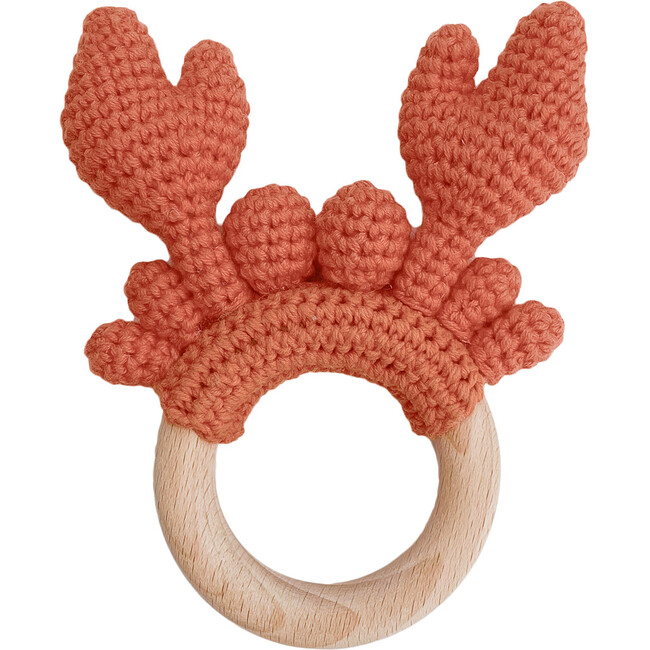 Cotton Crochet Teether Crab, Orange