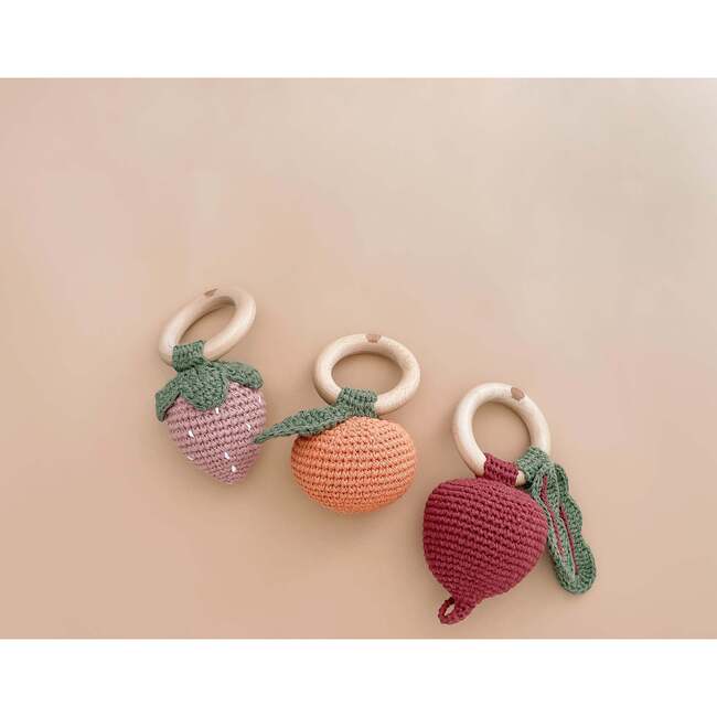 Cotton Crochet Rattle Strawberry, Pink - Teethers - 3