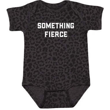 Something Fierce Leopard Print Short Sleeve Bodysuit, Black
