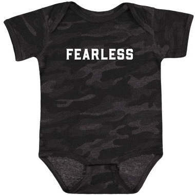 Fearless Camo Print Short Sleeve Bodysuit, Black