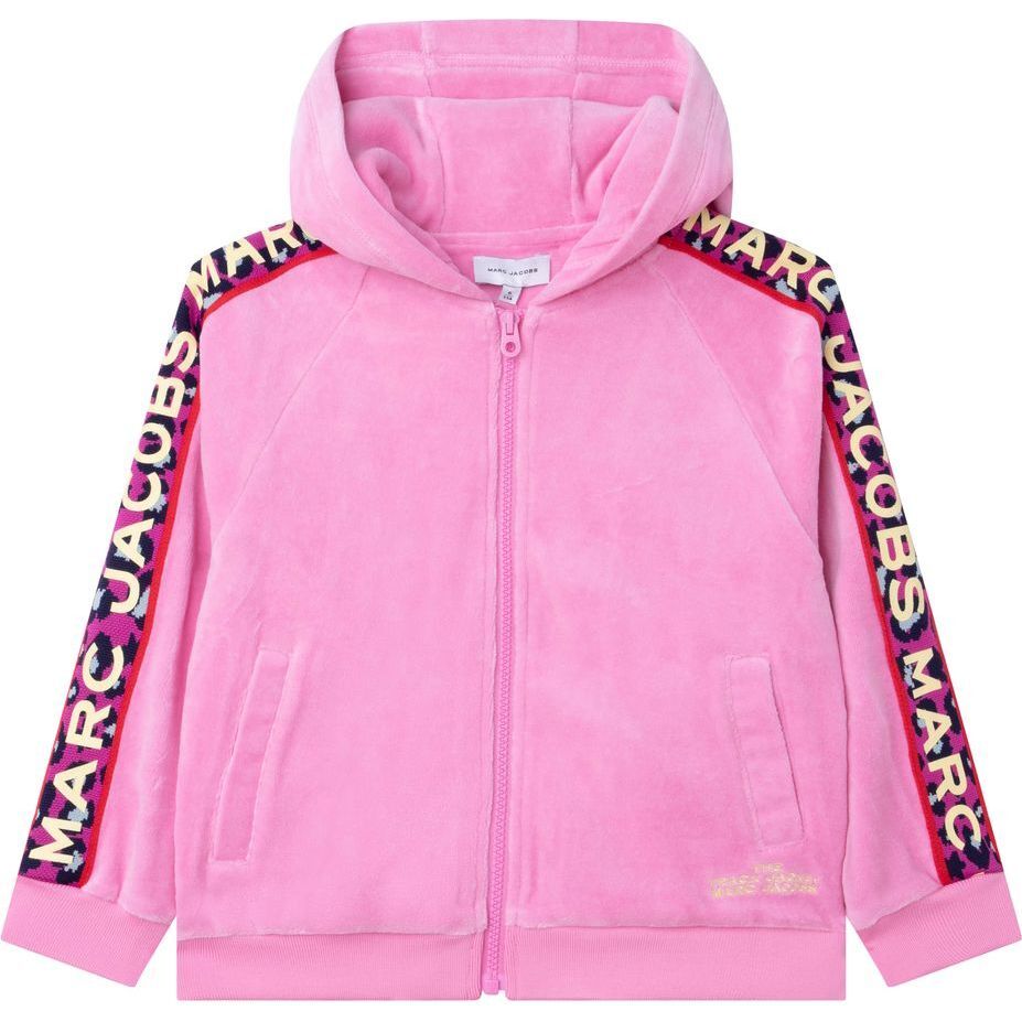 Logo Stripe Zip Hoodie, Pink - Little Marc Jacobs Tops