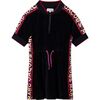 Velvet Logo Stripe Jumpsuit Dress, Navy - Dresses - 1 - thumbnail