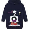 Peanuts Graphic Hooded Sweater Dress, Navy - Dresses - 1 - thumbnail