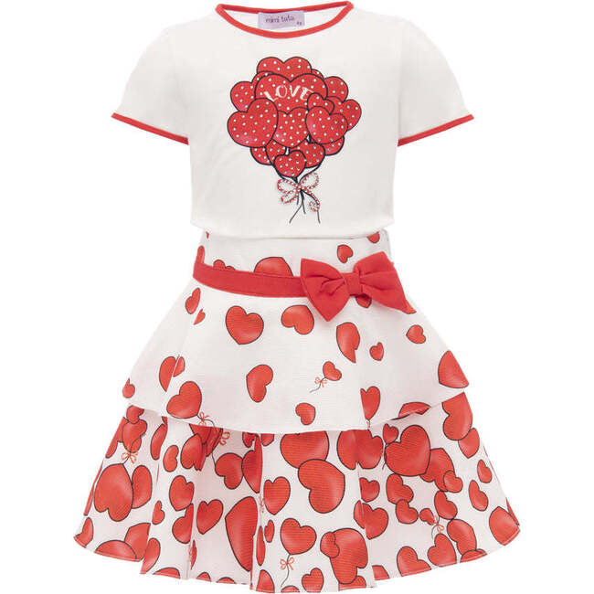 Hearts Balloon Graphic Outfit, White
