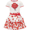 Hearts Balloon Graphic Outfit, White - Mixed Apparel Set - 1 - thumbnail