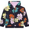 Floral Logo Zip Up Hoodie, Navy - Sweatshirts - 1 - thumbnail