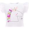 Cool Unicorn Ruffle T-Shirt, White - Tees - 1 - thumbnail