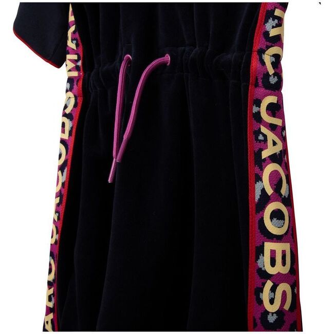 Velvet Logo Stripe Jumpsuit Dress, Navy - Dresses - 2