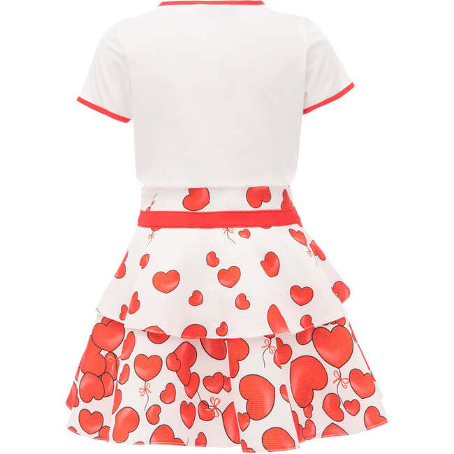 Hearts Balloon Graphic Outfit, White - Mixed Apparel Set - 2