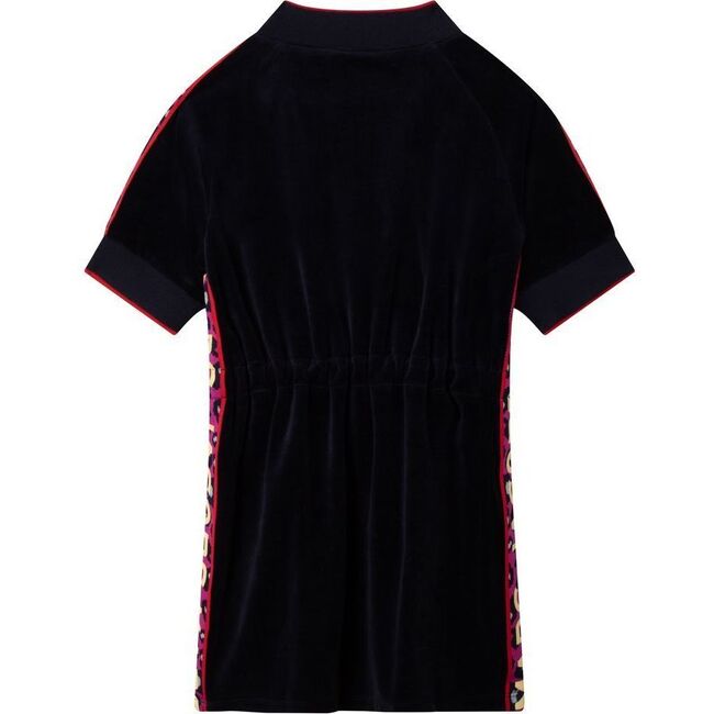 Velvet Logo Stripe Jumpsuit Dress, Navy - Dresses - 3