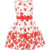 Hearts Sleeveless Bow Dress, Red - Dresses - 1 - thumbnail