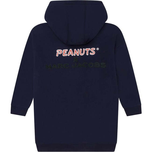 Peanuts Graphic Hooded Sweater Dress, Navy - Dresses - 3