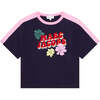 Floral Logo T-Shirt, Navy - Tees - 1 - thumbnail