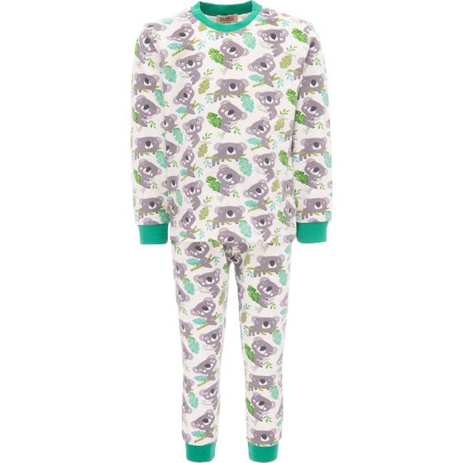 Koala Print PJ Set, Green - Pajamas - 1