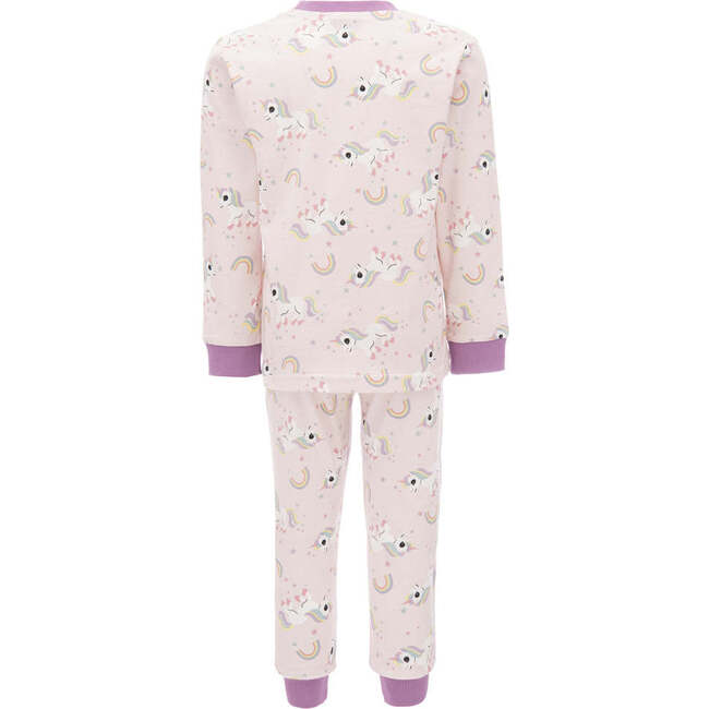 Unicorn Rainbow Print PJ Set, Pink - Pajamas - 2