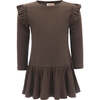 Dark Oak Modal Ruffle Dress, Brown - Dresses - 1 - thumbnail