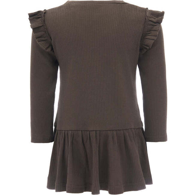 Dark Oak Modal Ruffle Dress, Brown - Dresses - 2