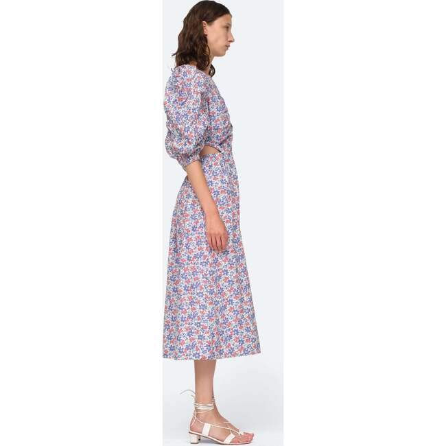 Women's Peggy Cutout Dress, Blue Floral - Dresses - 2