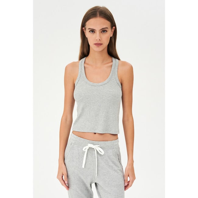 Ashby Rib Crop Top, Heather Grey - Blouses - 2