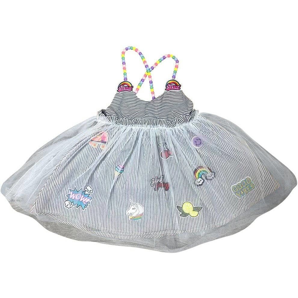Sweet Candy Lovers Patch Dress, Grey - Dresses - 1
